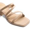 DREAM PAIRS Women’s Strappy Heels Block Open Toe Low Heel Chunky Mules Sandals Dress Shoes(Nude)