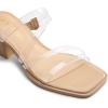 DREAM PAIRS Women’s Strappy Heels Block Open Toe Low Heel Chunky Mules Sandals Dress Shoes(Nude/Clear)