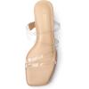 DREAM PAIRS Women’s Strappy Heels Block Open Toe Low Heel Chunky Mules Sandals Dress Shoes(Nude/Clear)