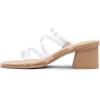 DREAM PAIRS Women’s Strappy Heels Block Open Toe Low Heel Chunky Mules Sandals Dress Shoes(Nude/Clear)