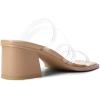 DREAM PAIRS Women’s Strappy Heels Block Open Toe Low Heel Chunky Mules Sandals Dress Shoes(Nude/Clear)