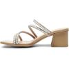DREAM PAIRS Women’s Strappy Heels Block Open Toe Low Heel Chunky Mules Sandals Dress Shoes(Nude-pearl)