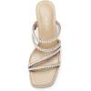 DREAM PAIRS Women’s Strappy Heels Block Open Toe Low Heel Chunky Mules Sandals Dress Shoes(Nude-pearl)