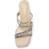 DREAM PAIRS Women’s Strappy Heels Block Open Toe Low Heel Chunky Mules Sandals Dress Shoes(Nude-rhinestone)