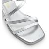 DREAM PAIRS Women’s Strappy Heels Block Open Toe Low Heel Chunky Mules Sandals Dress Shoes(Silver-metallic)