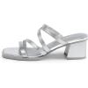DREAM PAIRS Women’s Strappy Heels Block Open Toe Low Heel Chunky Mules Sandals Dress Shoes(Silver-metallic)