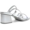 DREAM PAIRS Women’s Strappy Heels Block Open Toe Low Heel Chunky Mules Sandals Dress Shoes(Silver-metallic)