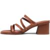 DREAM PAIRS Women’s Strappy Heels Block Open Toe Low Heel Chunky Mules Sandals Dress Shoes(Tan)