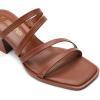 DREAM PAIRS Women’s Strappy Heels Block Open Toe Low Heel Chunky Mules Sandals Dress Shoes(Tan)