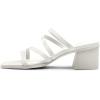 DREAM PAIRS Women’s Strappy Heels Block Open Toe Low Heel Chunky Mules Sandals Dress Shoes(White)