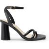 DREAM PAIRS Women’s Strappy Round Heels Open Square Toe Ankle Strap Party Sandals Dress Shoes(Black-pu)
