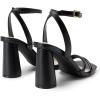 DREAM PAIRS Women’s Strappy Round Heels Open Square Toe Ankle Strap Party Sandals Dress Shoes(Black-pu)