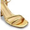 DREAM PAIRS Women’s Strappy Round Heels Open Square Toe Ankle Strap Party Sandals Dress Shoes(Gold-pu)