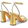 DREAM PAIRS Women’s Strappy Round Heels Open Square Toe Ankle Strap Party Sandals Dress Shoes(Gold-rhinestone)