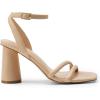 DREAM PAIRS Women’s Strappy Round Heels Open Square Toe Ankle Strap Party Sandals Dress Shoes(Nude-pu)