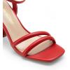 DREAM PAIRS Women’s Strappy Round Heels Open Square Toe Ankle Strap Party Sandals Dress Shoes(Red-pu)