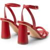 DREAM PAIRS Women’s Strappy Round Heels Open Square Toe Ankle Strap Party Sandals Dress Shoes(Red-pu)