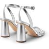 DREAM PAIRS Women’s Strappy Round Heels Open Square Toe Ankle Strap Party Sandals Dress Shoes(Silver-pu)