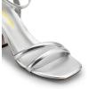 DREAM PAIRS Women’s Strappy Round Heels Open Square Toe Ankle Strap Party Sandals Dress Shoes(Silver-pu)