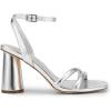 DREAM PAIRS Women’s Strappy Round Heels Open Square Toe Ankle Strap Party Sandals Dress Shoes(Silver-pu)
