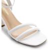 DREAM PAIRS Women’s Strappy Round Heels Open Square Toe Ankle Strap Party Sandals Dress Shoes(White-pu)