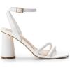 DREAM PAIRS Women’s Strappy Round Heels Open Square Toe Ankle Strap Party Sandals Dress Shoes(White-pu)