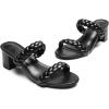 DREAM PAIRS Women’s Two Braided Strap Low Heels for Women Open Toe Block Chunky Heels Sandals Holiday Party Wedding Dress Pumps Shoes(Black)