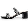 DREAM PAIRS Women’s Two Braided Strap Low Heels for Women Open Toe Block Chunky Heels Sandals Holiday Party Wedding Dress Pumps Shoes(Black-rhinestone)