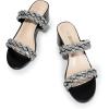 DREAM PAIRS Women’s Two Braided Strap Low Heels for Women Open Toe Block Chunky Heels Sandals Holiday Party Wedding Dress Pumps Shoes(Black-rhinestone)
