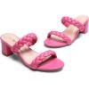 DREAM PAIRS Women’s Two Braided Strap Low Heels for Women Open Toe Block Chunky Heels Sandals Holiday Party Wedding Dress Pumps Shoes(Hot Pink)
