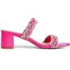 DREAM PAIRS Women’s Two Braided Strap Low Heels for Women Open Toe Block Chunky Heels Sandals Holiday Party Wedding Dress Pumps Shoes(Hot Pink-rhinestone)