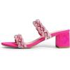 DREAM PAIRS Women’s Two Braided Strap Low Heels for Women Open Toe Block Chunky Heels Sandals Holiday Party Wedding Dress Pumps Shoes(Hot Pink-rhinestone)