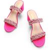 DREAM PAIRS Women’s Two Braided Strap Low Heels for Women Open Toe Block Chunky Heels Sandals Holiday Party Wedding Dress Pumps Shoes(Hot Pink-rhinestone)