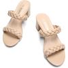 DREAM PAIRS Women’s Two Braided Strap Low Heels for Women Open Toe Block Chunky Heels Sandals Holiday Party Wedding Dress Pumps Shoes(Nude)