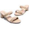 DREAM PAIRS Women’s Two Braided Strap Low Heels for Women Open Toe Block Chunky Heels Sandals Holiday Party Wedding Dress Pumps Shoes(Nude)