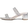 DREAM PAIRS Women’s Two Braided Strap Low Heels for Women Open Toe Block Chunky Heels Sandals Holiday Party Wedding Dress Pumps Shoes(Silver)