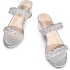 DREAM PAIRS Women’s Two Braided Strap Low Heels for Women Open Toe Block Chunky Heels Sandals Holiday Party Wedding Dress Pumps Shoes(Silver)