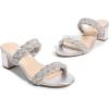 DREAM PAIRS Women’s Two Braided Strap Low Heels for Women Open Toe Block Chunky Heels Sandals Holiday Party Wedding Dress Pumps Shoes(Silver)