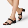 DREAM PAIRS Women’s Two Strap Open Toe Low Block Chunky Heels Sandals Dress Pumps Casual Summer Mules Shoes(Black-nubuck)