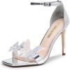 DREAM PAIRS Lace Up High Heels Stilletos Gladiator Open Square Toe Fashion Dressy Wedding Bridal Pumps Sandals(All Silver-pat)