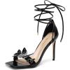 DREAM PAIRS Lace Up High Heels Stilletos Gladiator Open Square Toe Fashion Dressy Wedding Bridal Pumps Sandals(Black-pat)