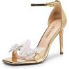 DREAM PAIRS Lace Up High Heels Stilletos Gladiator Open Square Toe Fashion Dressy Wedding Bridal Pumps Sandals(Gold-pat)