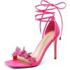 DREAM PAIRS Lace Up High Heels Stilletos Gladiator Open Square Toe Fashion Dressy Wedding Bridal Pumps Sandals(Hot Pink-pu)