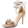 DREAM PAIRS Lace Up High Heels Stilletos Gladiator Open Square Toe Fashion Dressy Wedding Bridal Pumps Sandals(Nude-pu)