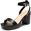 DREAM PAIRS Platform Heels for Women High Block Chunky Open Toe Ankle Strap Heels Fashion Wedding Party Evening Prom Dance Dress Pump Sandals Shoes(Black-pu)