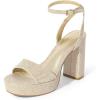DREAM PAIRS Platform High Heels for Women Chunky Round Open Toe Ankle Strap Stylish Heeled Sandals for Party Prom Wedding(Gold-glitter)