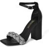 DREAM PAIRS Women’s Heels for Women Braided Open Toe Ankle Strap High Block Chunky Heel Sandals Party Wedding Dress Pumps Shoes(Black-rhinestone)