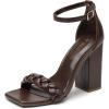 DREAM PAIRS Women’s Heels for Women Braided Open Toe Ankle Strap High Block Chunky Heel Sandals Party Wedding Dress Pumps Shoes(Brown)