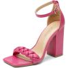 DREAM PAIRS Women’s Heels for Women Braided Open Toe Ankle Strap High Block Chunky Heel Sandals Party Wedding Dress Pumps Shoes(Hot Pink)