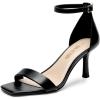 DREAM PAIRS Women’s High Stilettos Open Square Toe Ankle Strap Heels Sexy Fashion Comfort Dress Shoes Wedding Bridal Pumps Heeled Sandals(Black-pu)